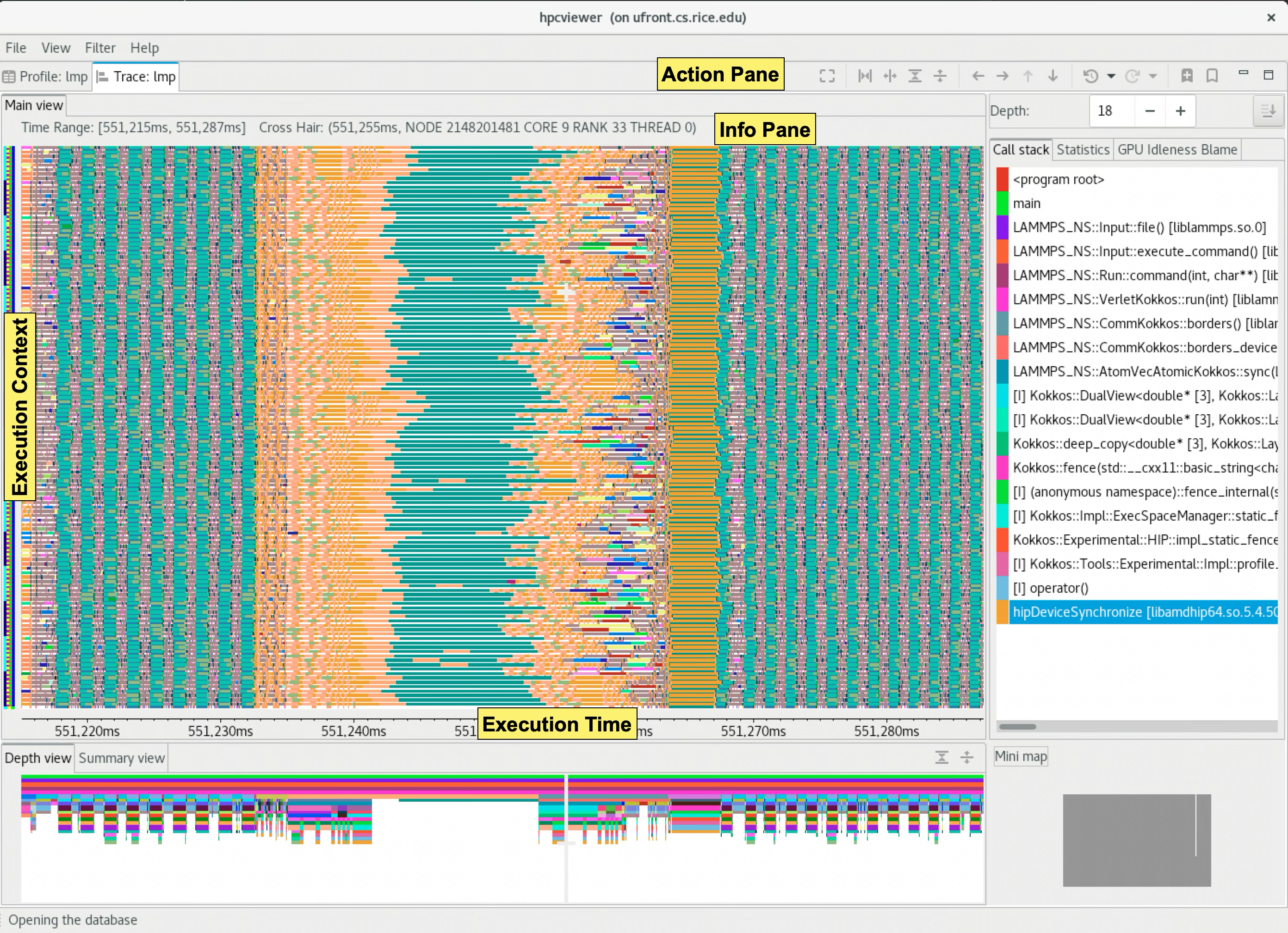 A screenshot of Trace view